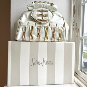 Vintage 80s White Leather Bow Statement Bag – Made in USA